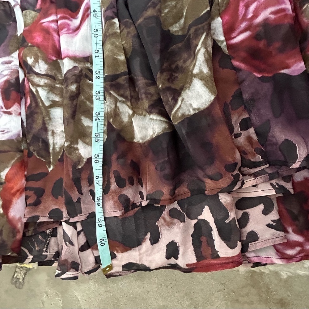 Giffniseti Leopard Floral Print Long Sleeve Ruffle Hem Maxi Dress NWT - Picture 15 of 16